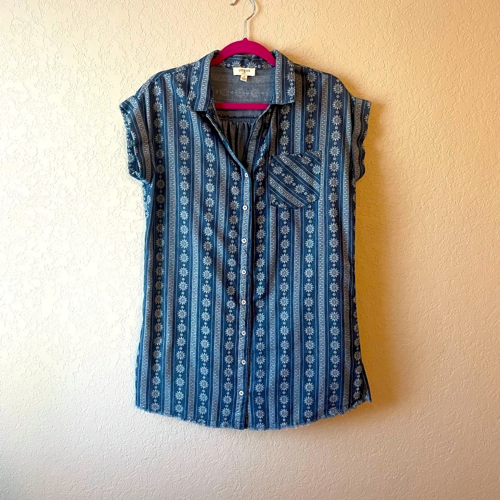 Umgee Chambray denim Button up shirt dress size small